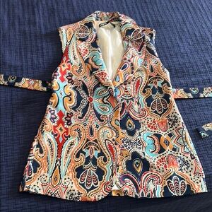 Zara Red and Orange Paisley Vest